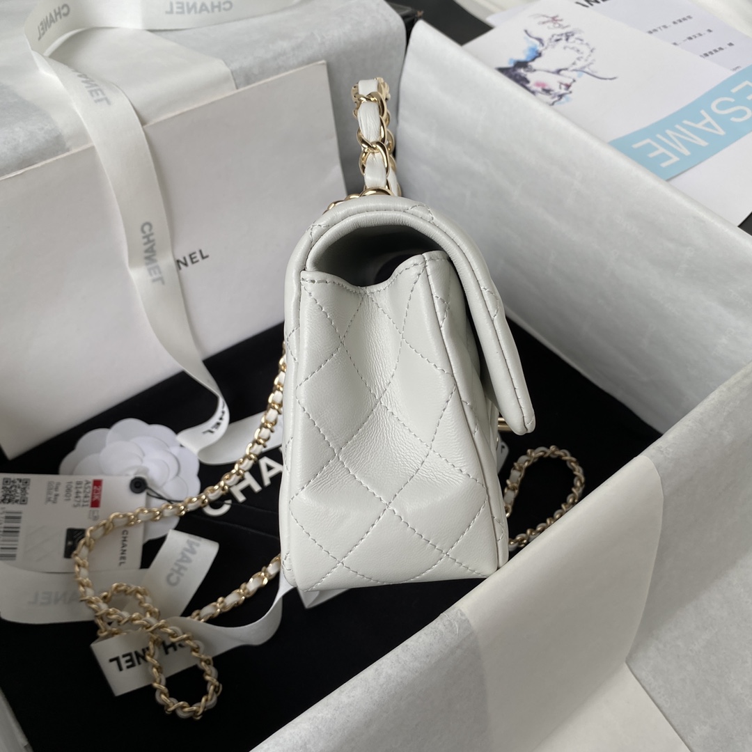 Small Classic Flap Lambskin Handbag Shoulder Bag AS2431 White